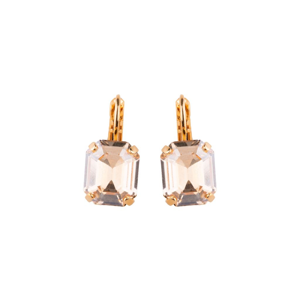 Emerald Cut Leverback Earrings in "Golden Shadow" - Yellow Gold