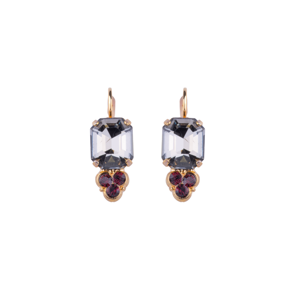 Large Emerald Trio Earrings in "Burgundy Diamond" - Rhodium