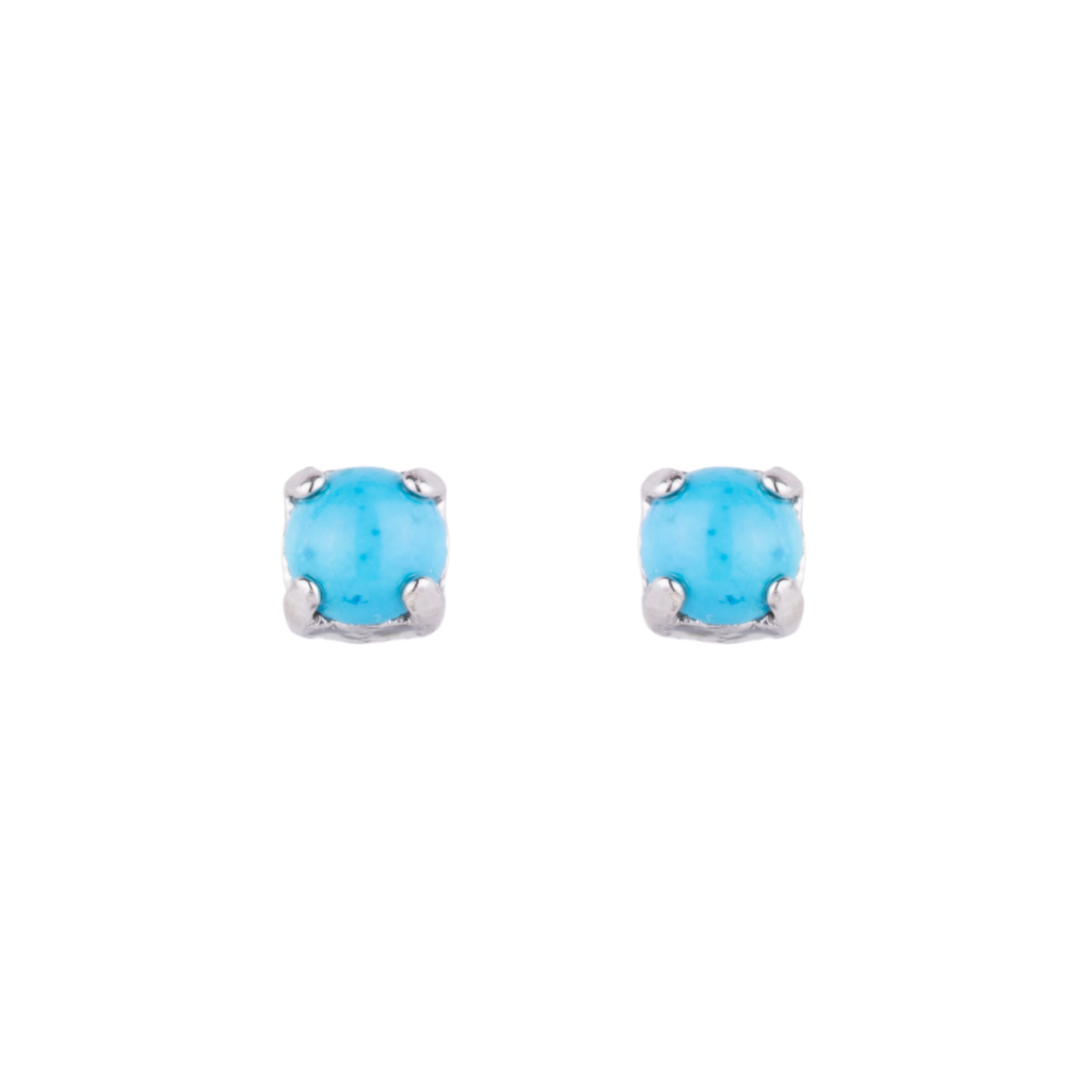 Petite Everyday Post Earrings in "Natural Turquoise" - Rhodium