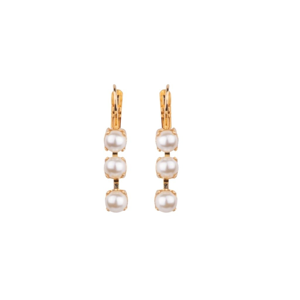 Petite Three Stone Leverback Earrings in "Coated Pearl" *Custom*