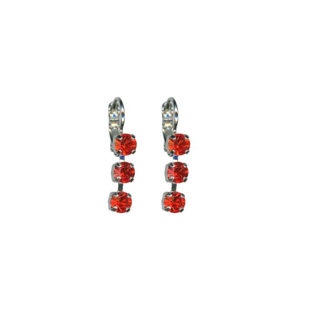 Petite Three Stone Leverback Earrings in "Hyacinth" -Rhodium