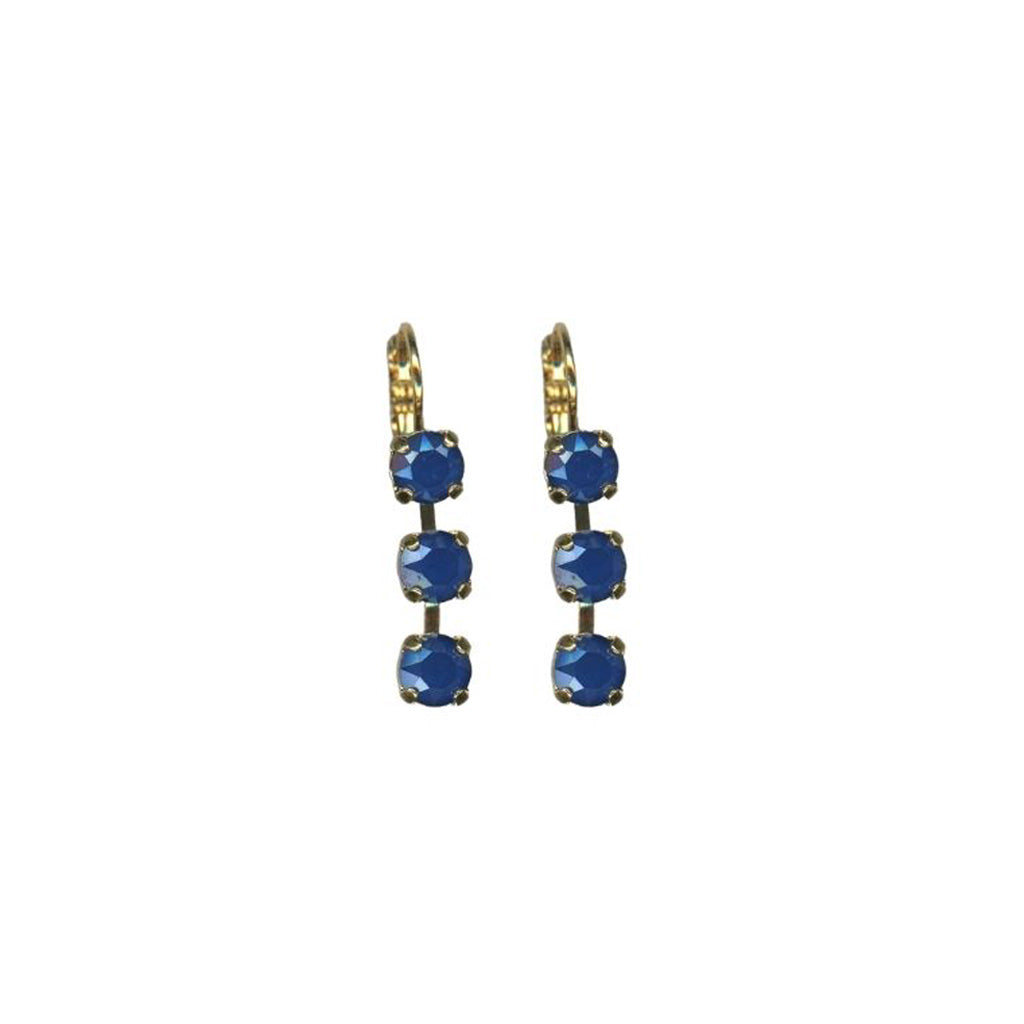 Small Three Stone Earrings in "Royal Blue" *Custom*