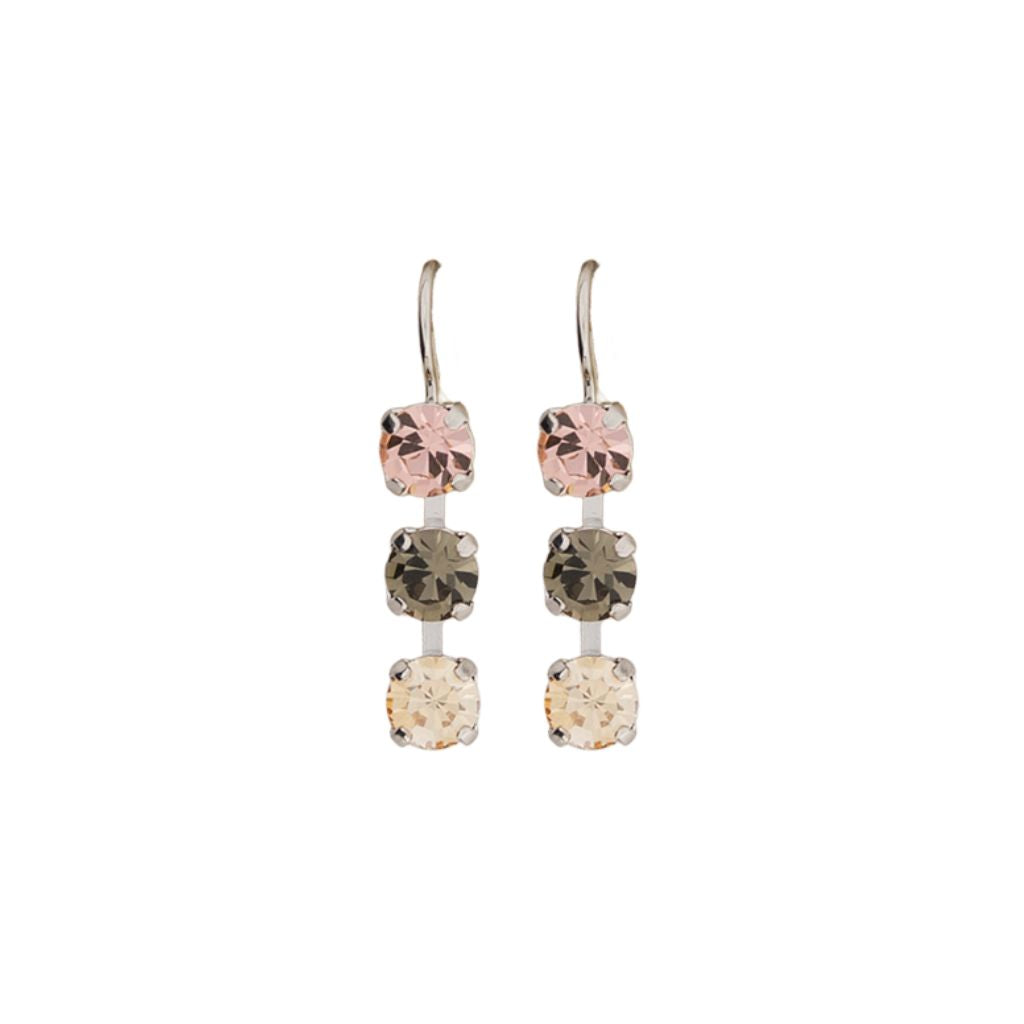 Small Three Stone Earrings in "Champagne Kisses" *Custom*