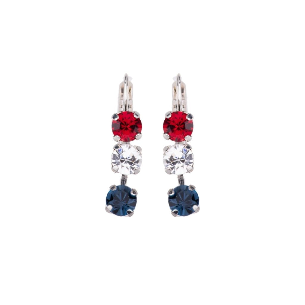 Small Three Stone Earrings in "Americana" *Custom*