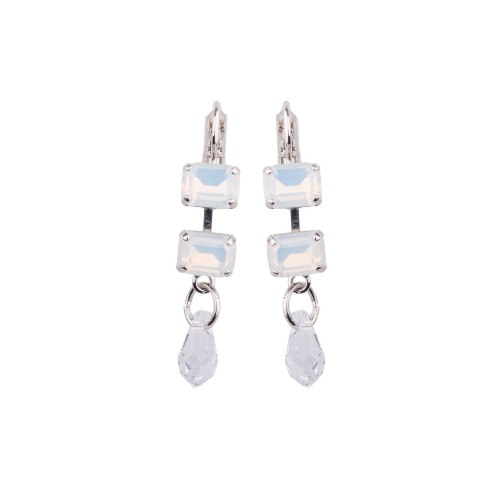 Petite Emerald Earrings with Briolette in "White Opal" *Custom*