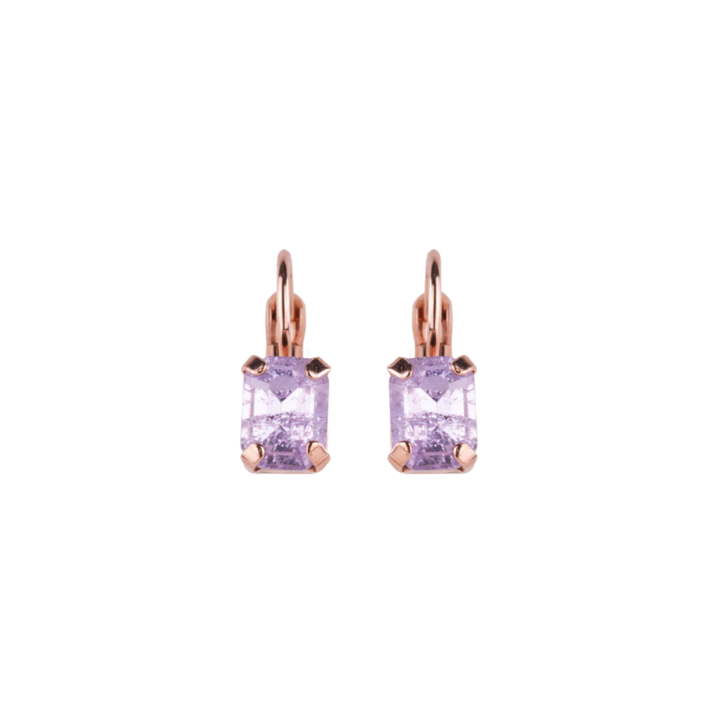 Petite Emerald Leverback Earrings in "Violet Ice" - Rose Gold