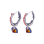 Hoop Earrings with Round Dangle in "Kaleidoscope" - Rhodium