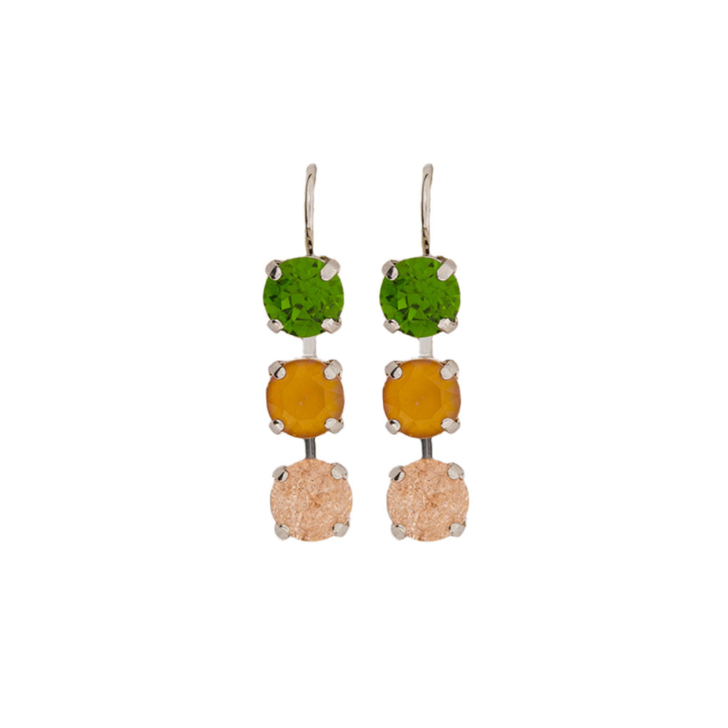 Three Stone Bridal Leverback Earrings in "Olive Garnish" *Custom*