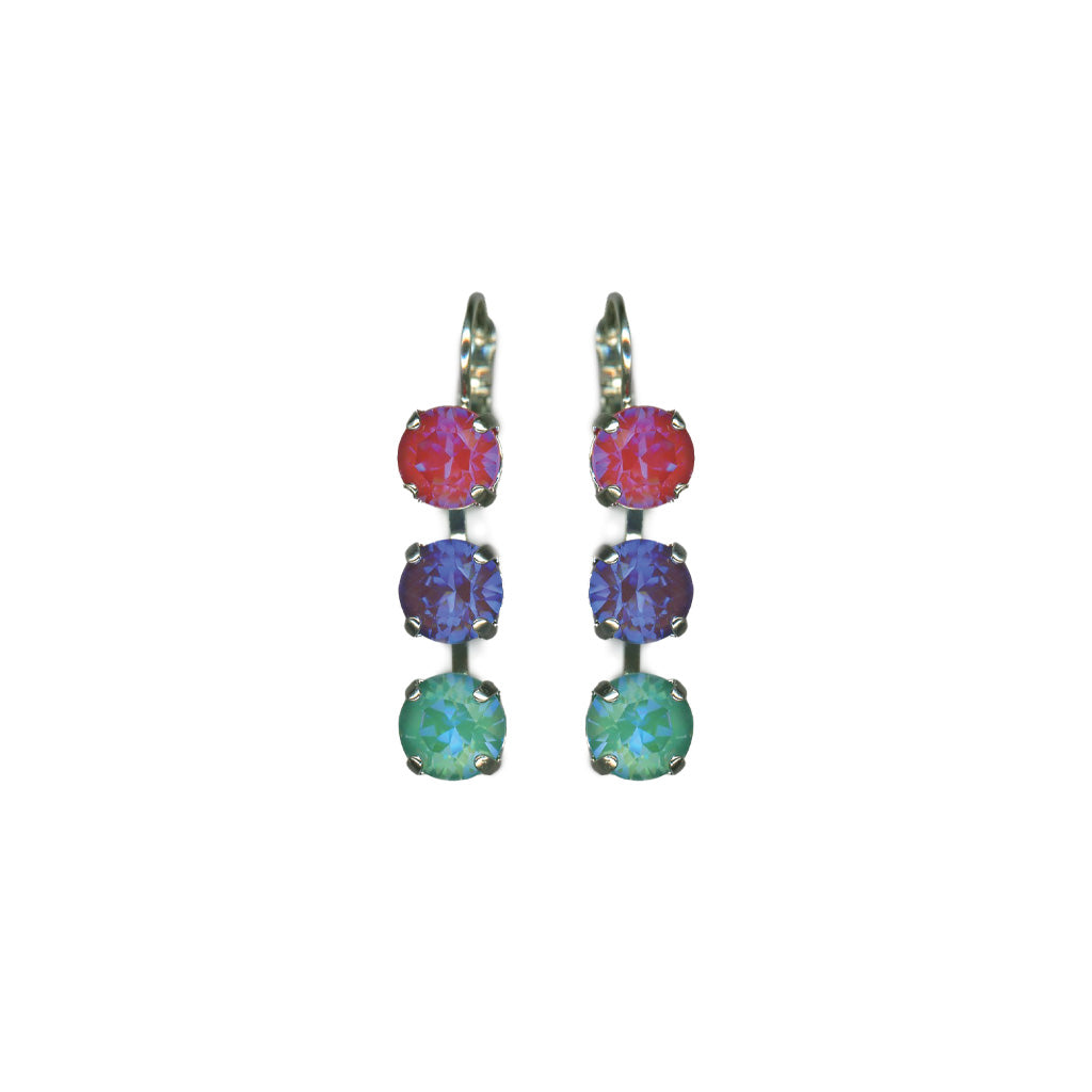 Medium Three Stone Leverback Earrings in "Candy" *Custom*