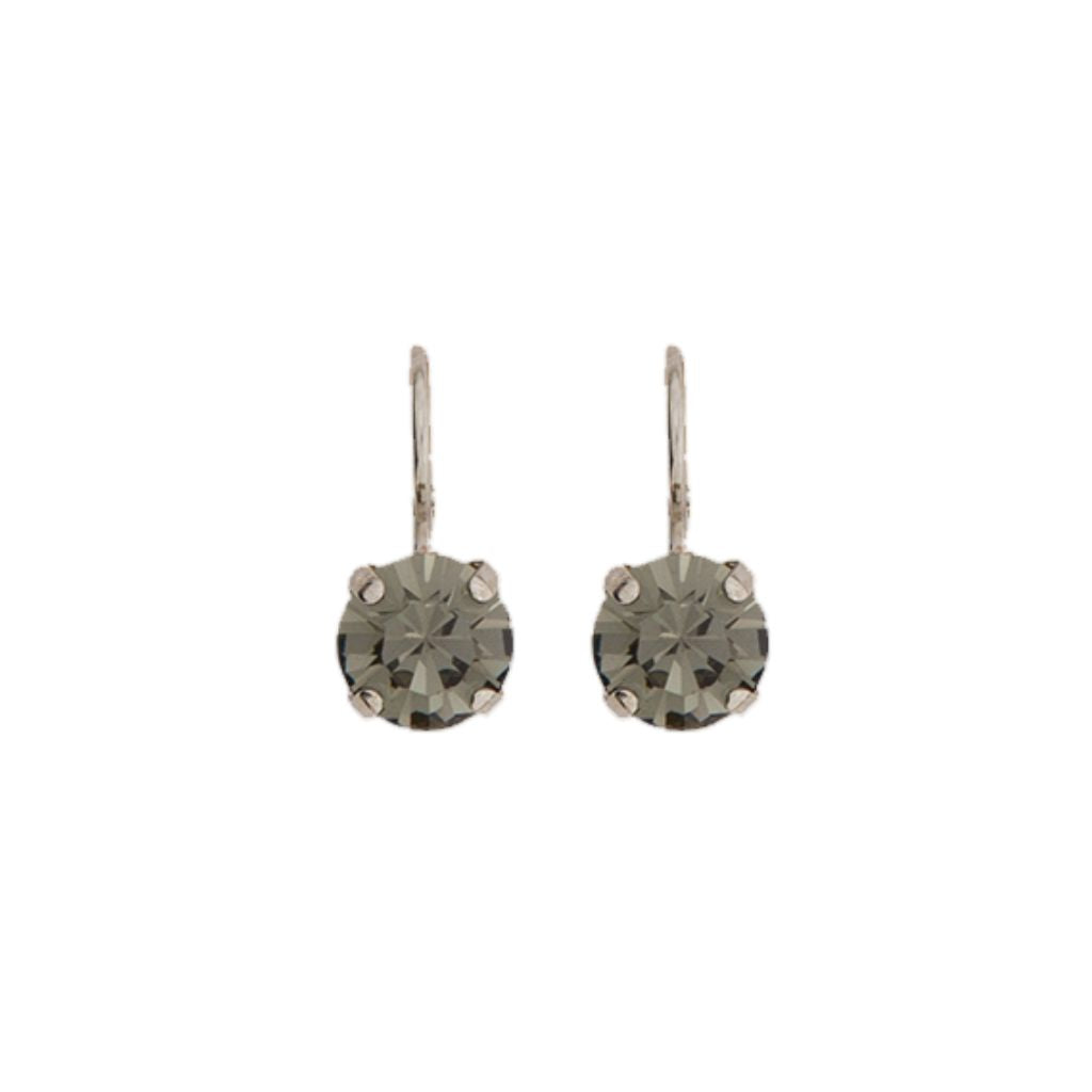Medium Everyday Leverback Earrings in "Black Diamond" - Rhodium