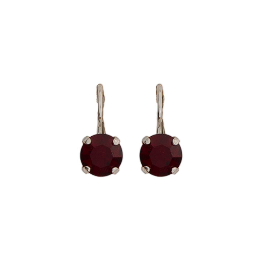 Medium Everyday Leverback Earrings in "Garnet" - Rhodium