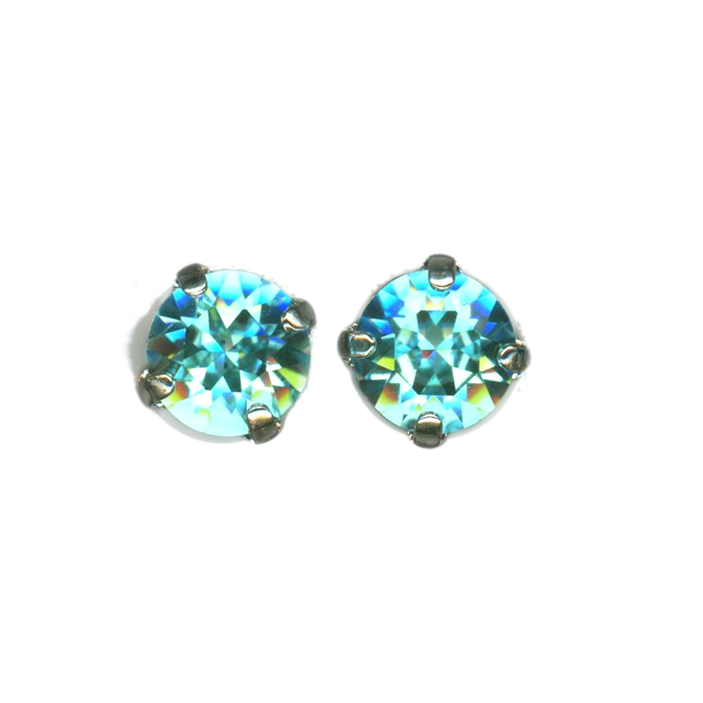 Medium Everyday Post Earrings in "Light Turquoise" - Rhodium