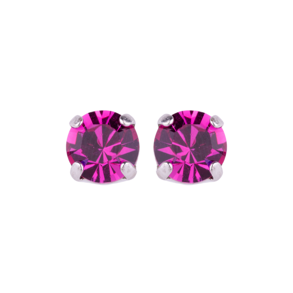 Medium Everyday Post Earrings in "Fuchsia" - Rhodium