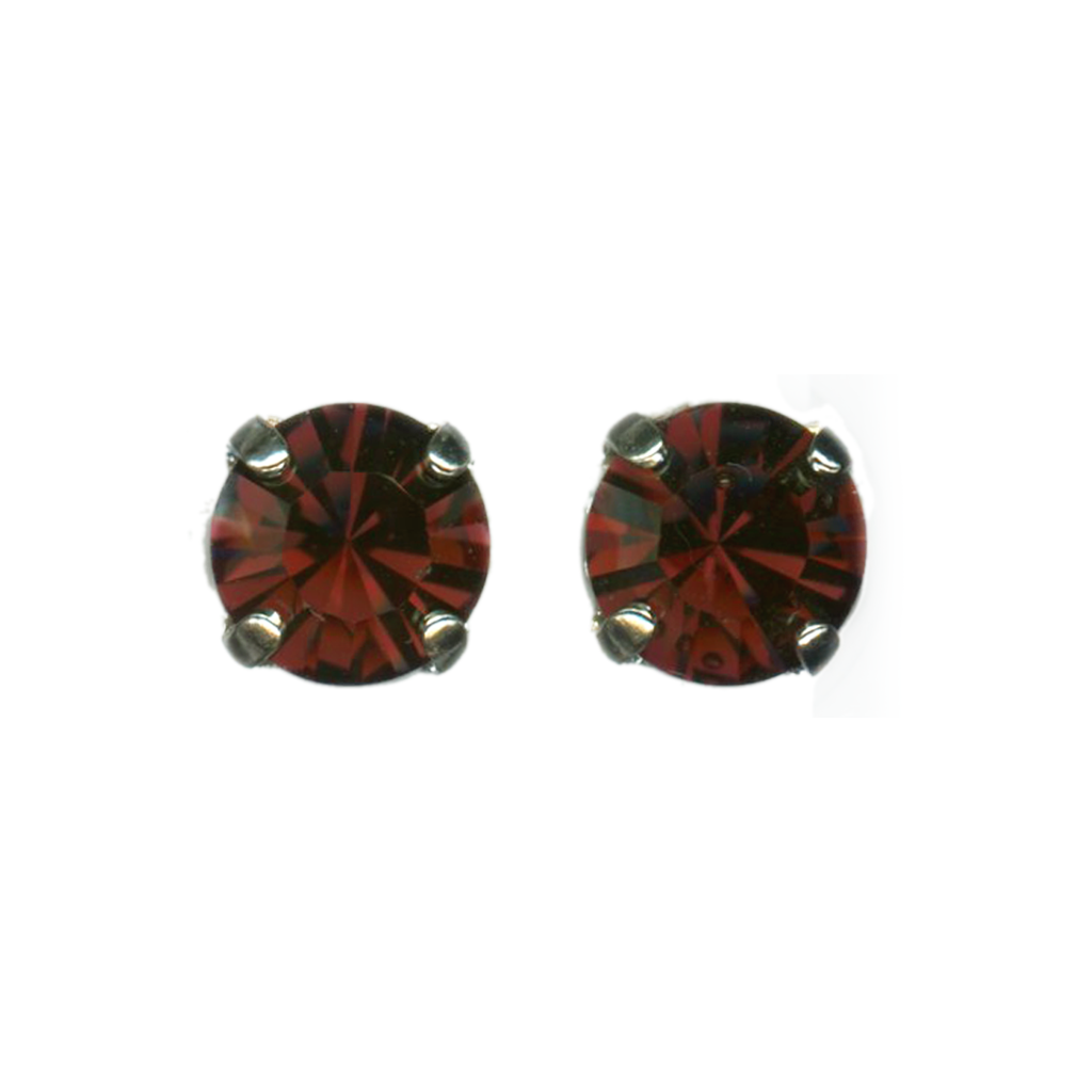 Medium Everyday Post Earrings in "Burgundy"- Rhodium