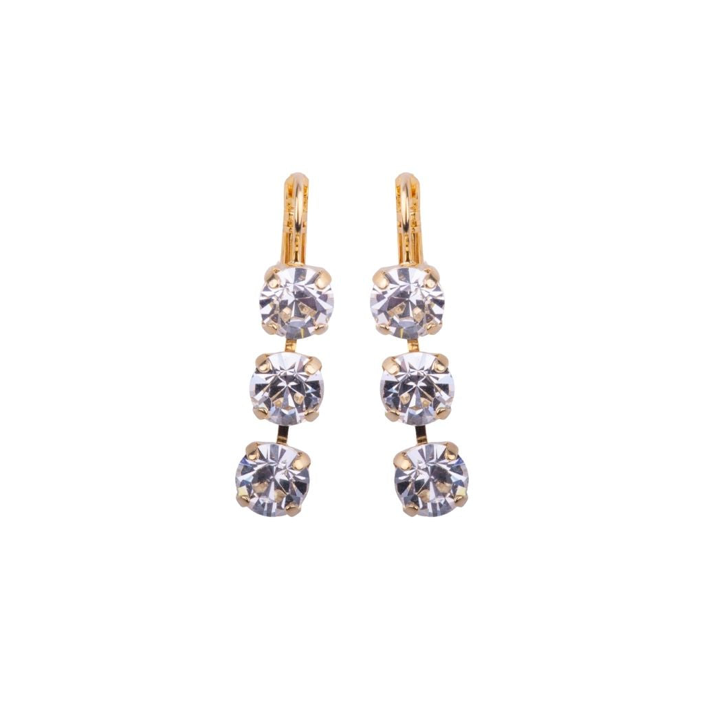 Three Stone Bridal Leverback Earrings in "On A Clear Day" *Custom*