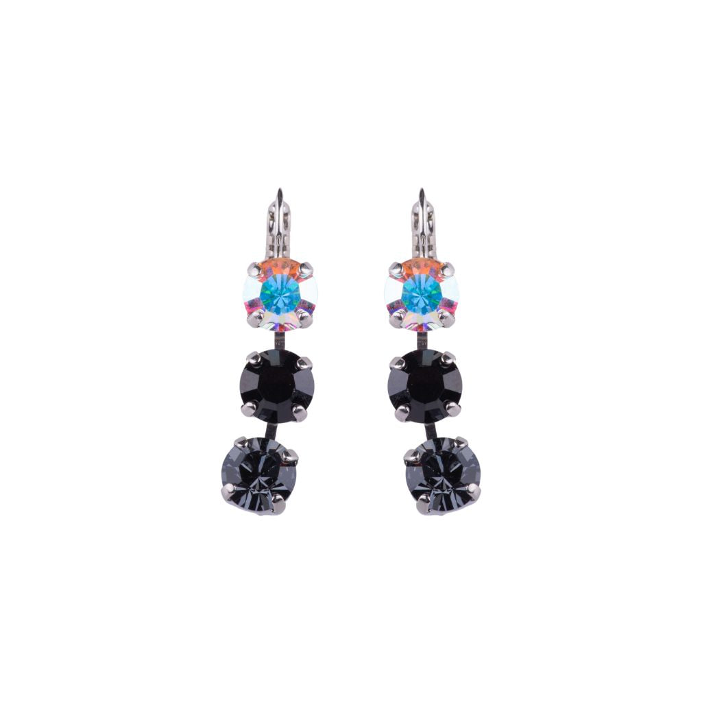 Three Stone Bridal Leverback Earrings in "Tuxedo" *Custom*