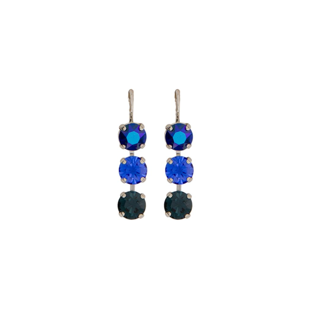 Medium Three Stone Earrings in "Countdown Gown" - Rhodium