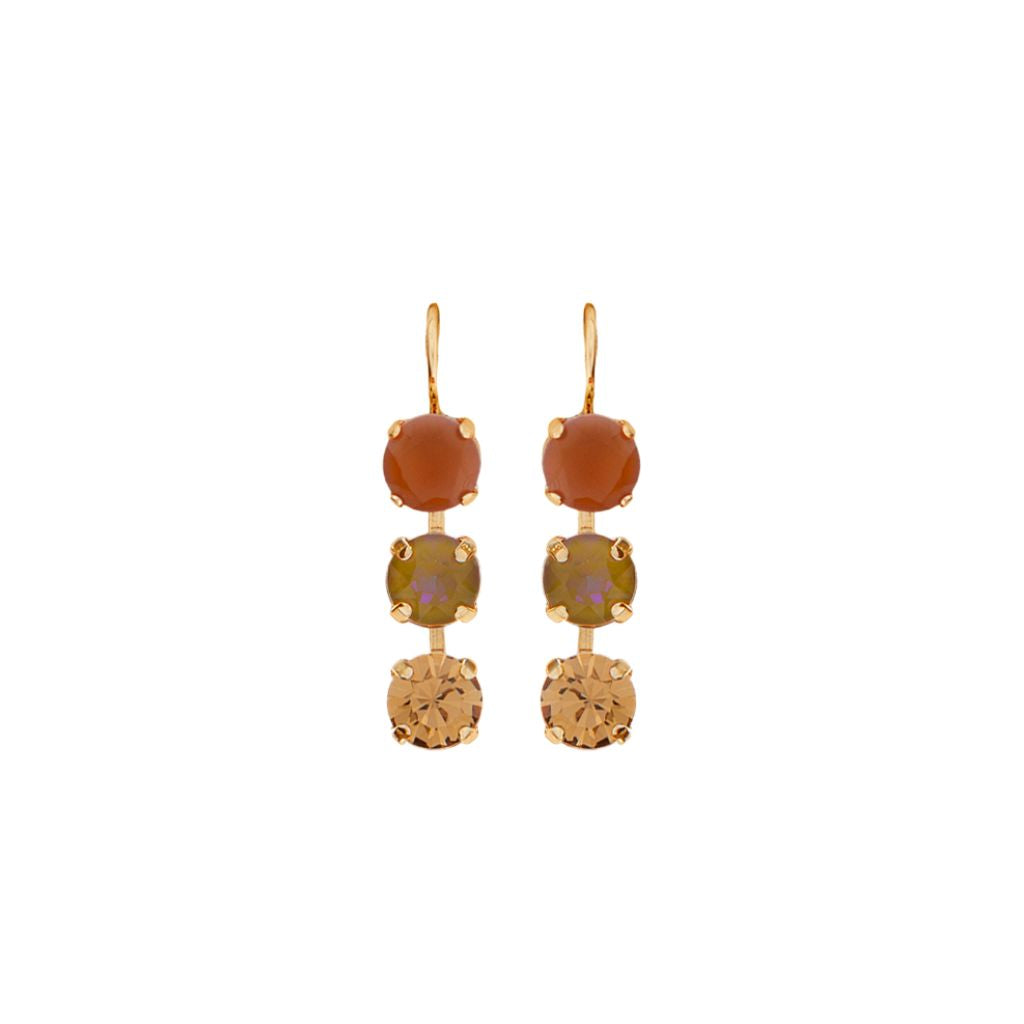 Medium Three Stone Earrings in "Amaretto" - Yellow Gold