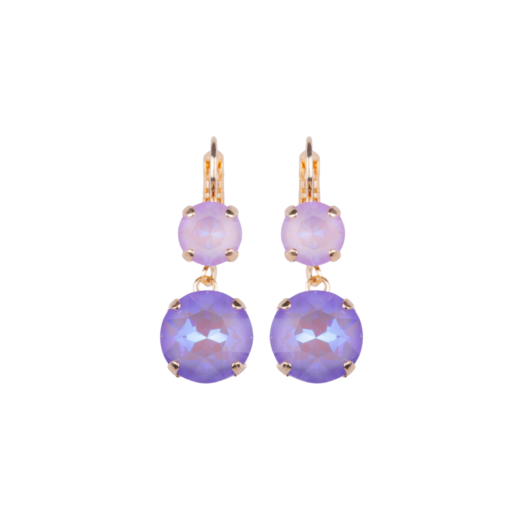 Medium & Large Drop Earrings in "Sun-Kissed Lavender" - Yellow Gold