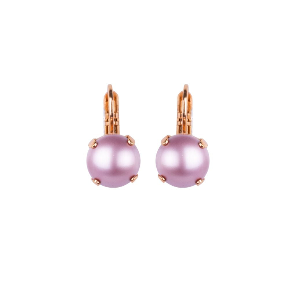 Large Round Leverback Earrings in "Pink Rose Pearl" - Rose Gold