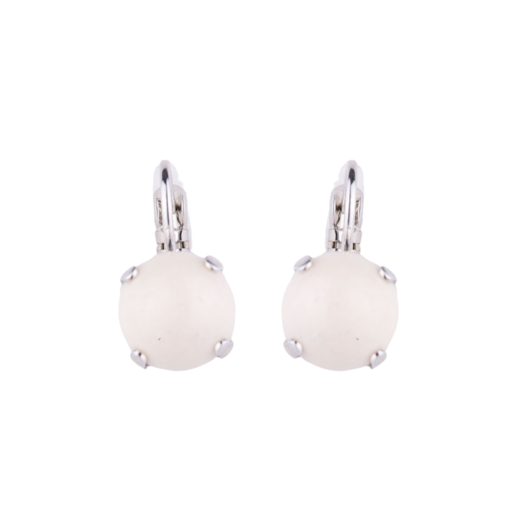 Large Round Leverback Earrings in "Riverstone" - Rhodium