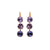 Large Three Stone Leverback Earrings in "Wildberry" - Yellow Gold