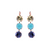 Large Three Stone Leverback Earrings in "Vineyard Veranda" - Rose Gold