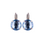 Large Round Leverback Earrings in "Checkerboard Denim" - Antique Silver