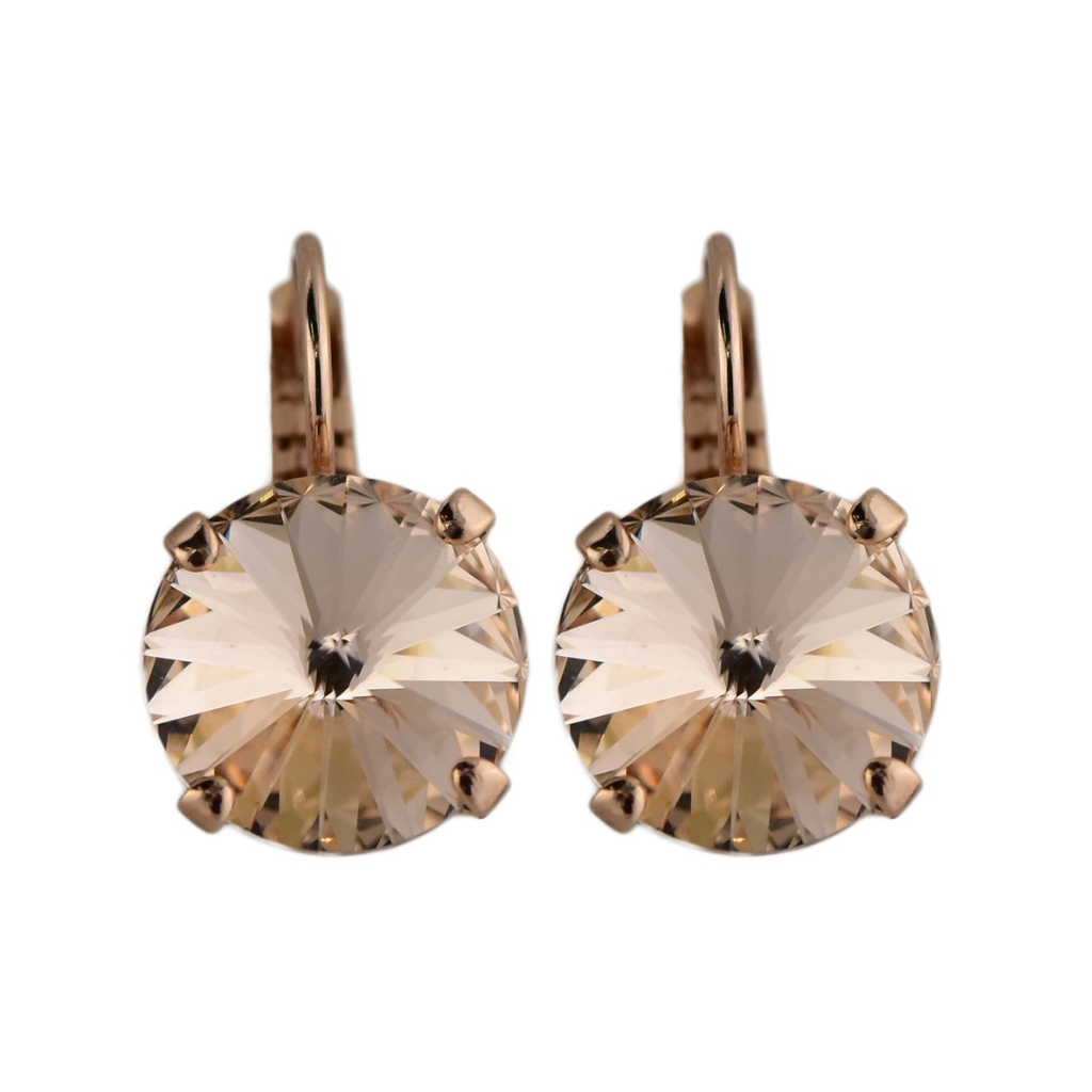 Large Everyday Rivoli Leverback Earrings in "Silk" - Rose Gold