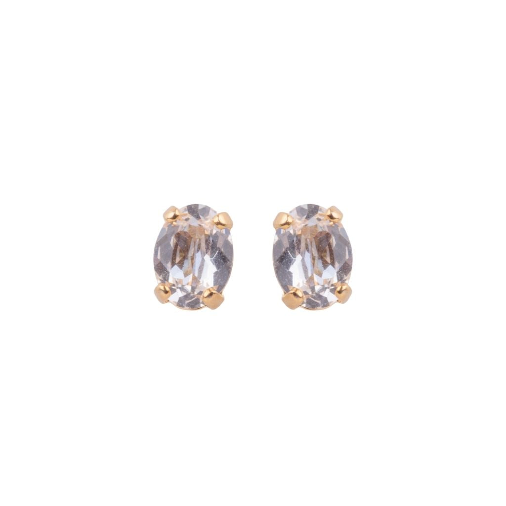 Petite Oval Earrings in "Clear Ignite" - Yellow Gold