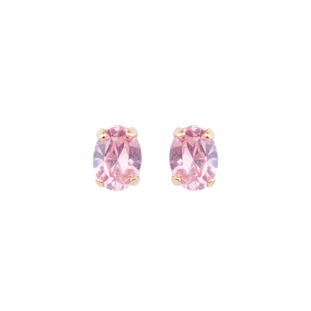 Petite Oval Earrings in "Light Rose" - Yellow Gold