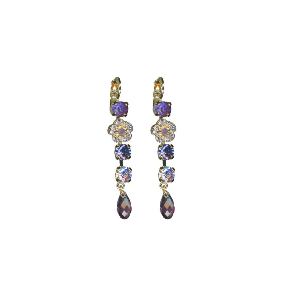 Petite Dangle Cosmos Leverback Earring in "Wildberry" - Yellow Gold