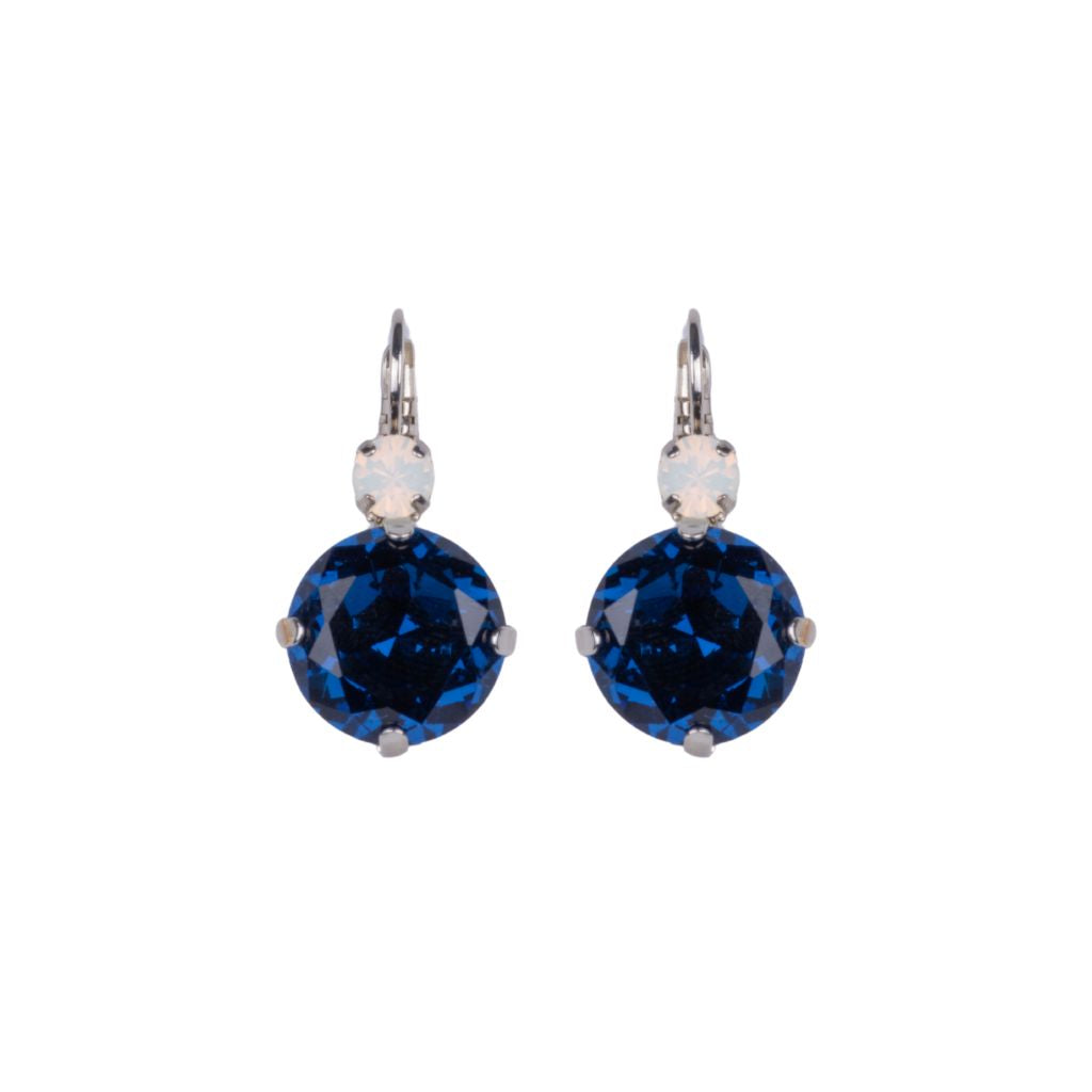 Extra Luxurious Double Stone Earrings in "Mood Indigo" - Rhodium