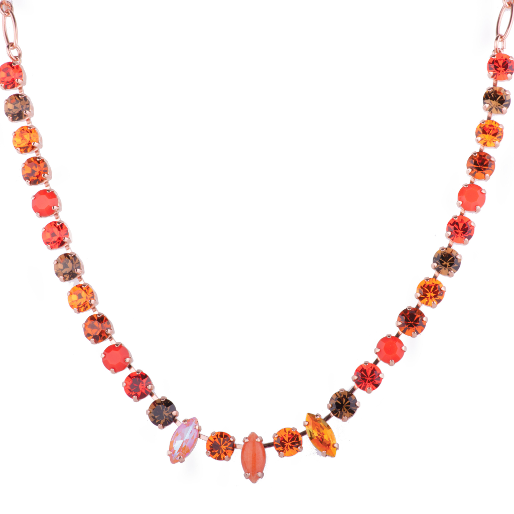 Large Oval Cluster Necklace in "Pumpkin Spice" - Rose Gold