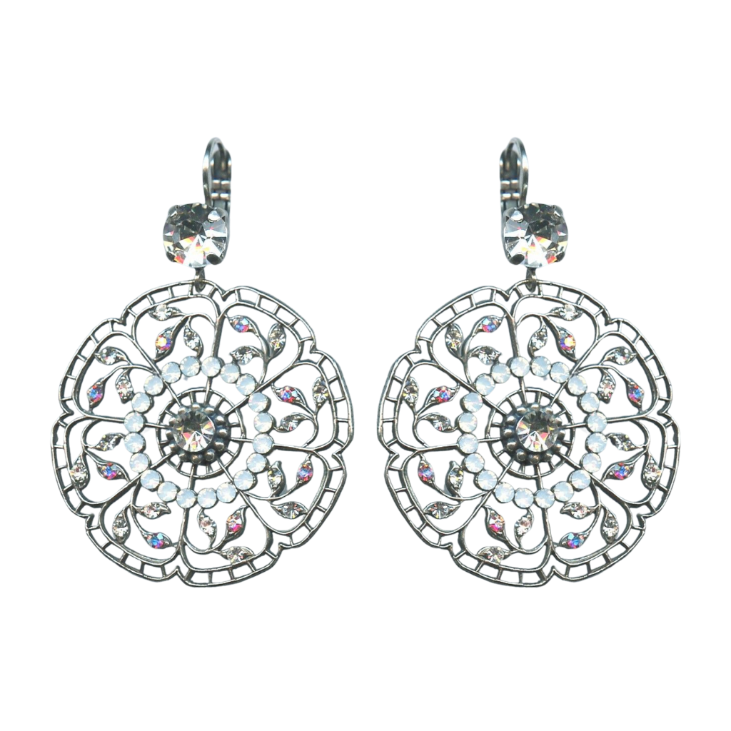 Filigree Leverback Earrings in "On a Clear Day" - Antique Silver