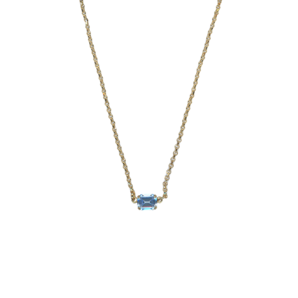 Small Emerald Choker Necklace in "Light Sapphire" - Yellow Gold