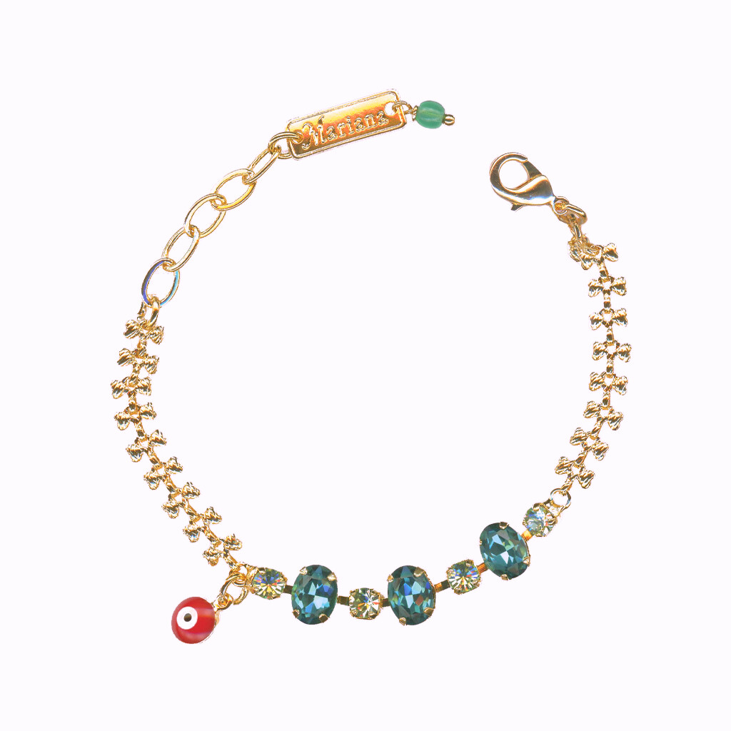 Small Oval and Round Evil Eye Bracelet in "Ivy Villa"  - Yellow Gold