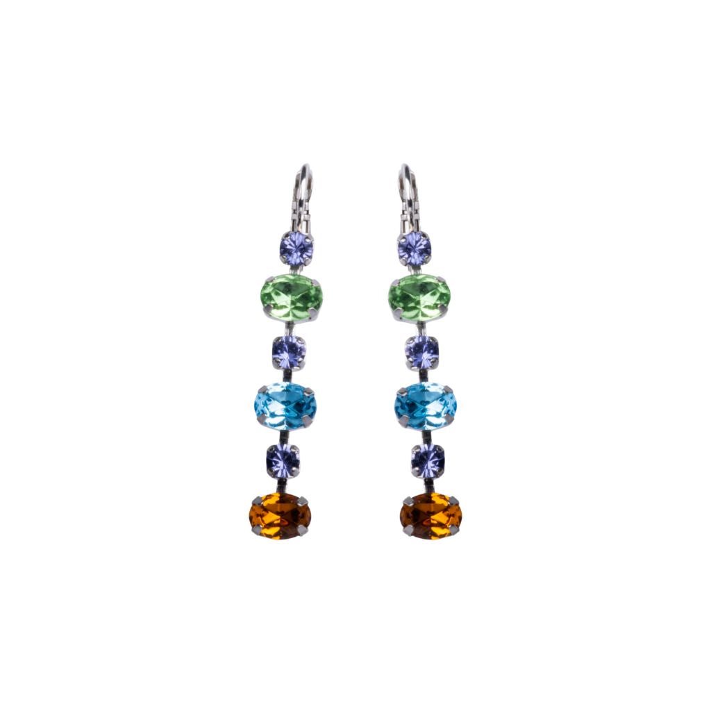 Small Oval and Round Leverback Earrings in "Festival" - Rhodium
