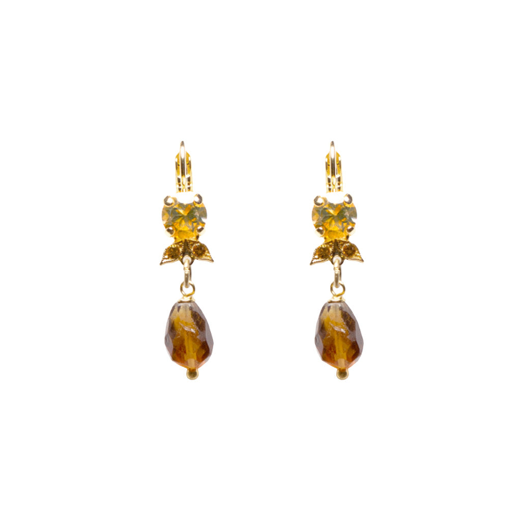 Medium Dangle Ivy Leaf Earrings in "Topaz" - Yellow Gold