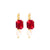 Small Emerald Earrings With Dangle in "Ruby & Pearl" - Yellow Gold