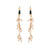 Petite Baguette Earrings with Pearl Dangle in "Emerald and Pearl" - Yellow Gold