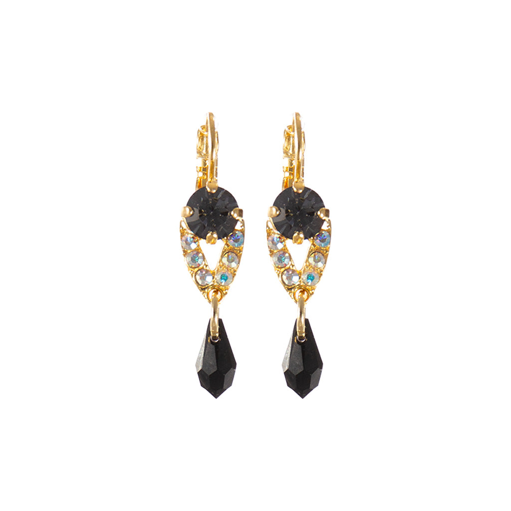 Medium Embellished Drop Earrings in "Obsidian Shores" *Custom*