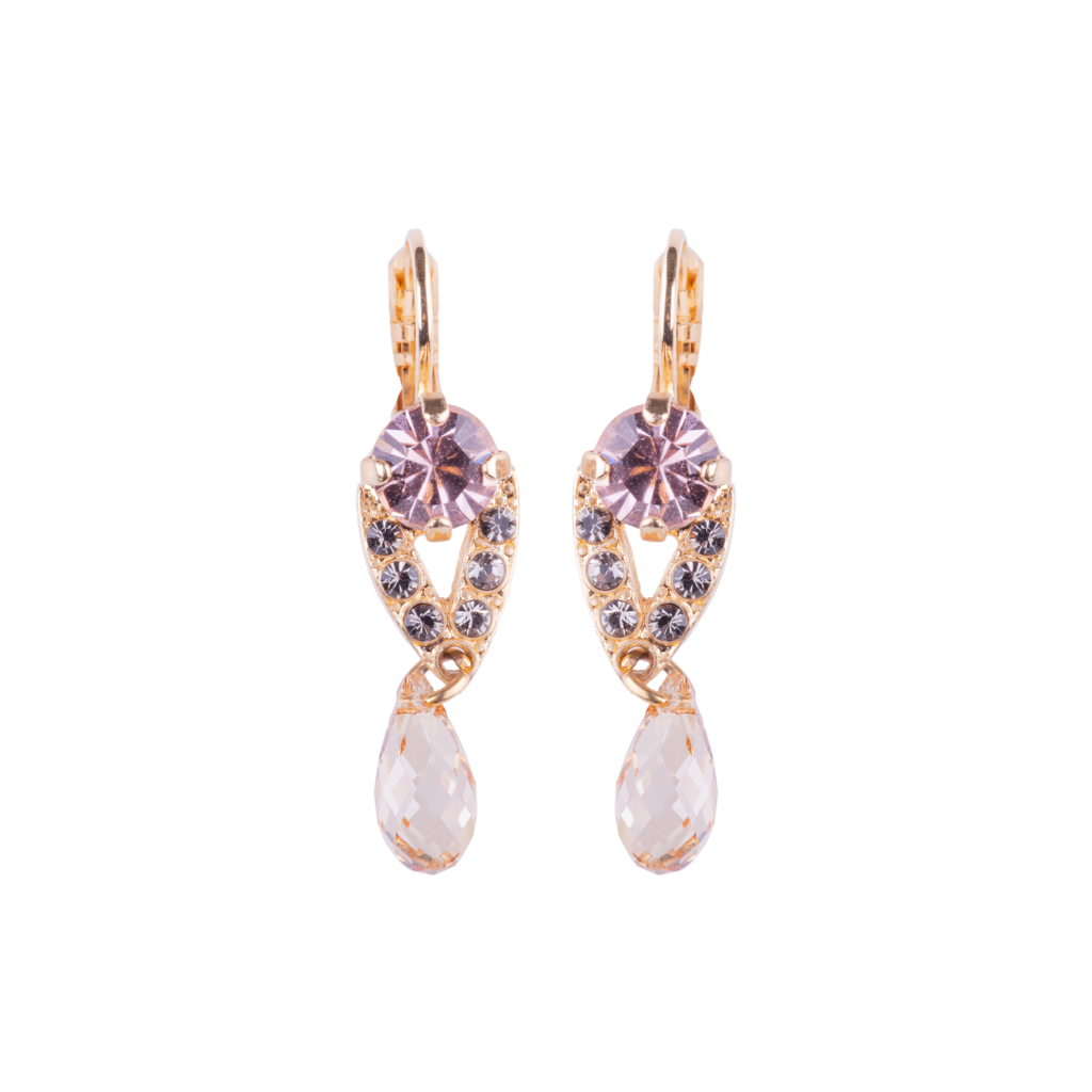Medium Embellished Drop Earrings in "Champagne Kisses" - Yellow Gold