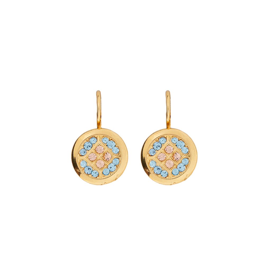 Large Round Embellished Leverback Earrings in "First Toast" *Custom*