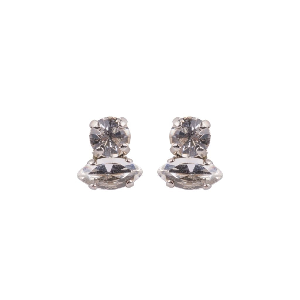 Double Stone Marquise and Round Earrings in "Clear" *Custom*