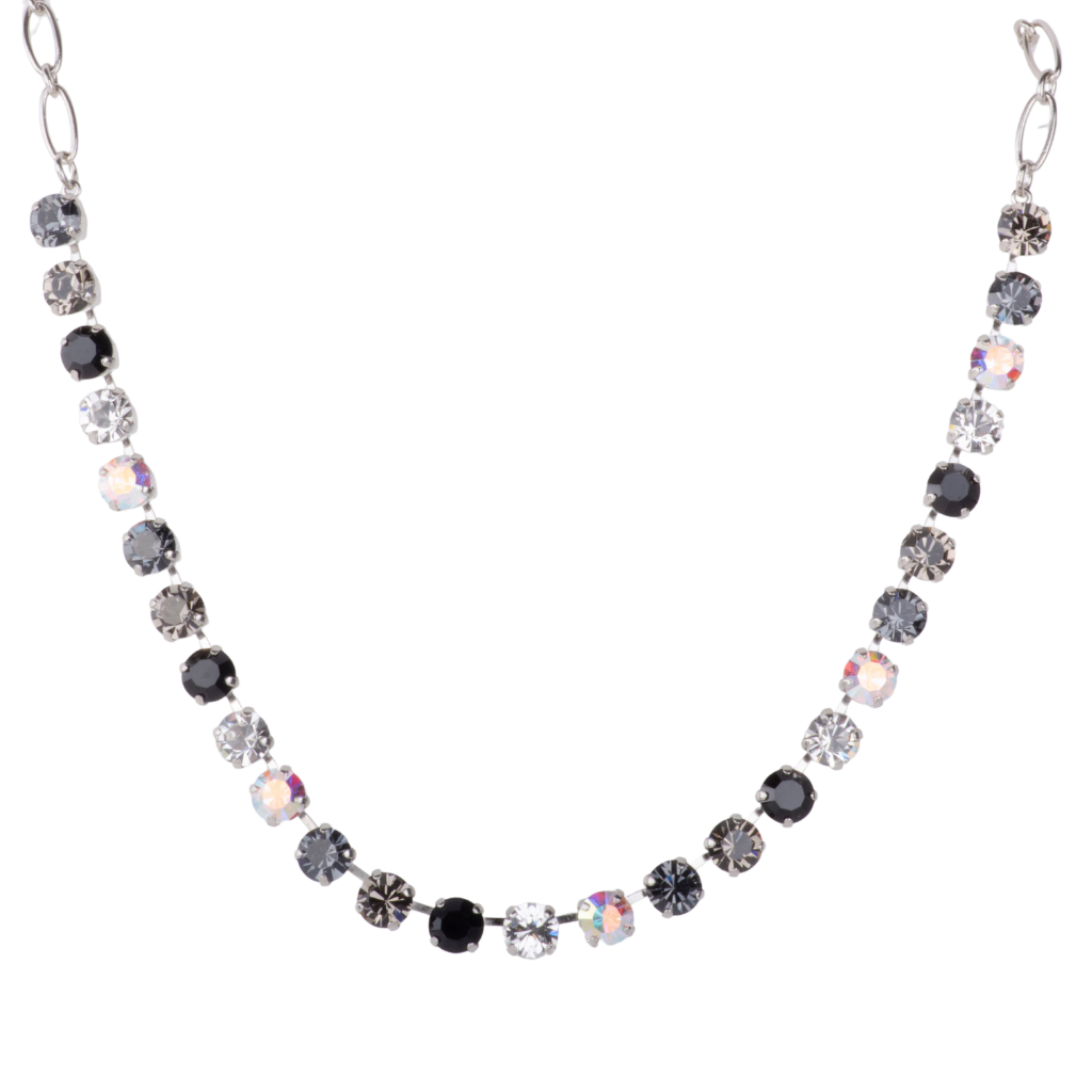 Medium Everyday Necklace in "Obsidian Shores" - Rhodium