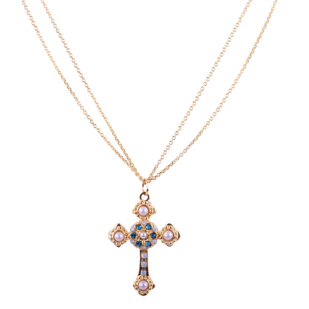 Flat Cross Pendant in "Cascade" - Rose Gold