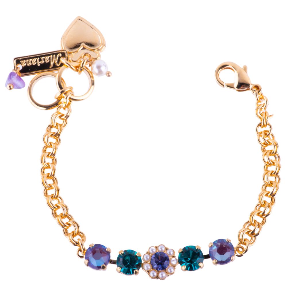 Medium Blossom Chain Bracelet in "Violet" - Yellow Gold