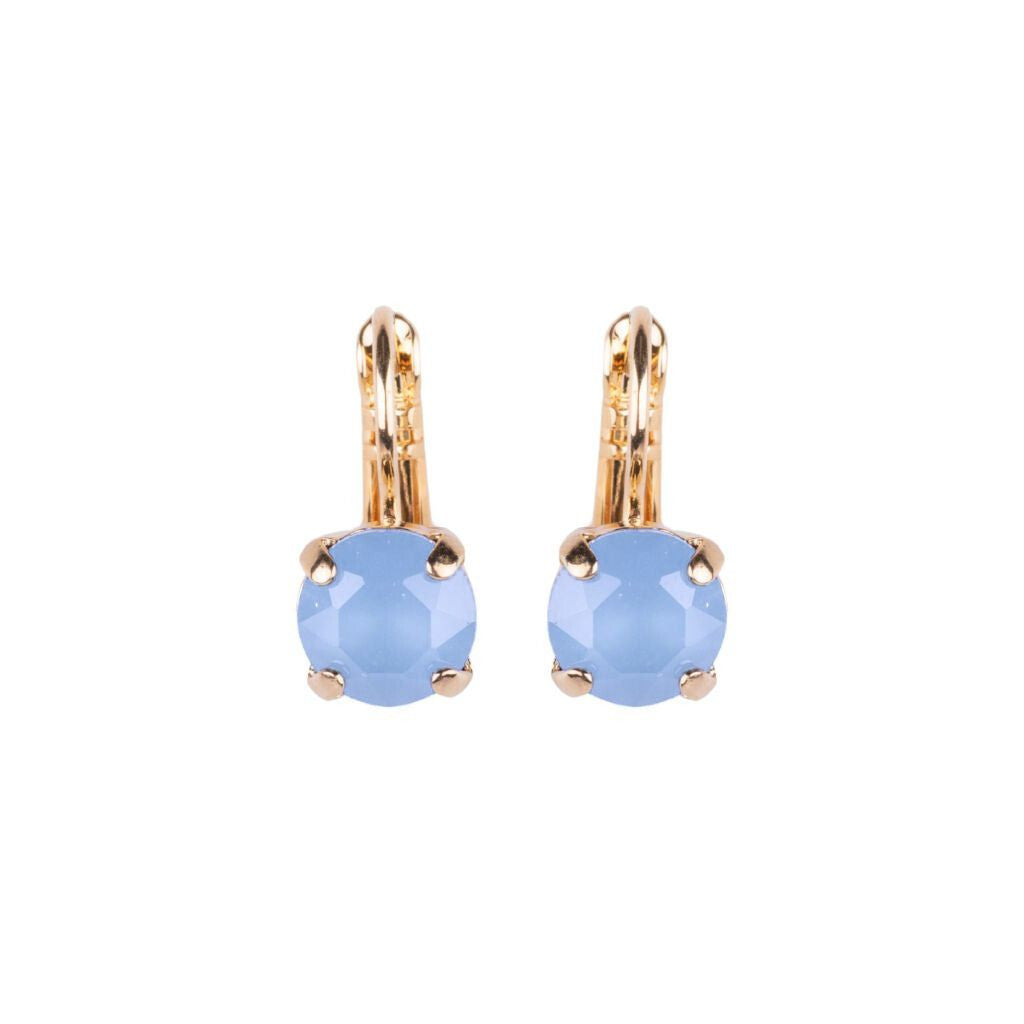 Medium Everyday Leverback Earrings in "Carolina Blue" - Yellow Gold