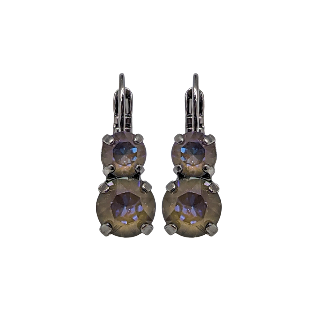 Medium Classic Two-Stone Leverback Earrings in Sun-Kissed "Midnight" *Custom*